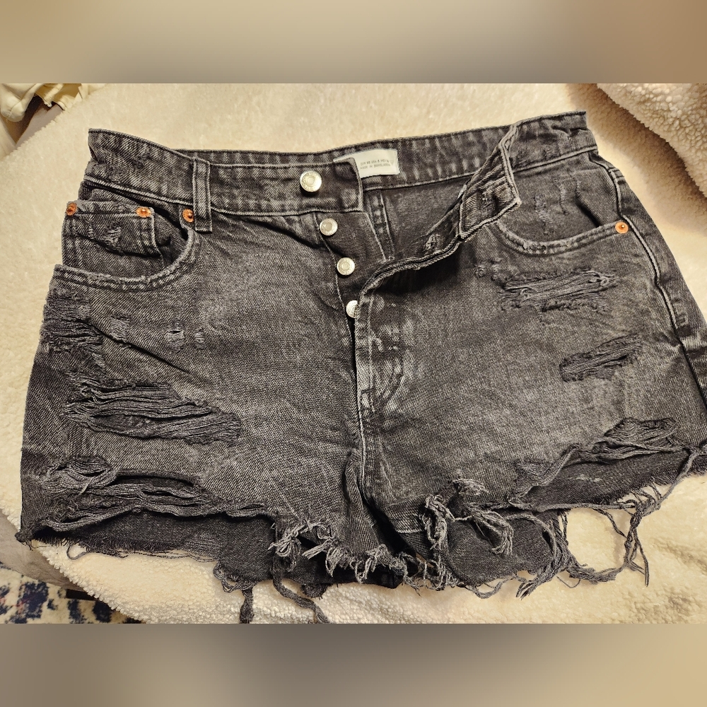 Zara black denim shorts